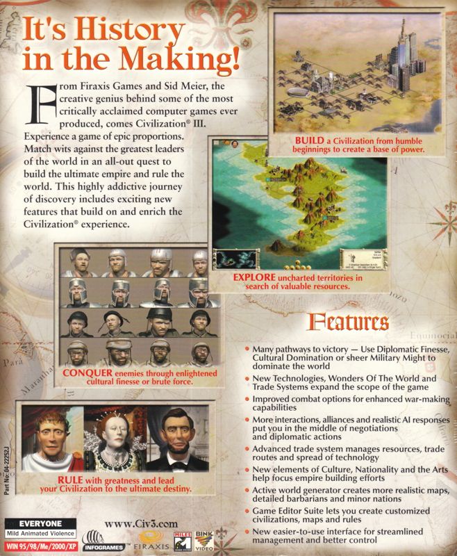 Sid Meier's Civilization III - Back Cover
